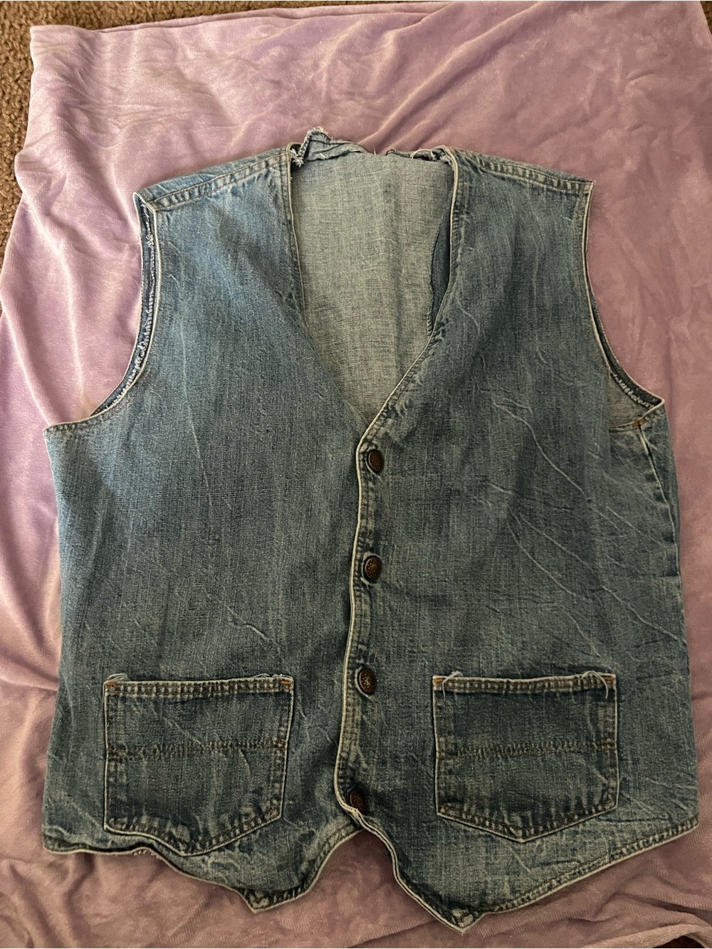 Source Unknown Women's Blue Denim Vest with Patch Pockets
